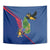 Montserrat Tapestry with Cartoon Bird and Island Map Blue Red Stripe Design - Wonder Print Shop