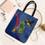Montserrat Tote Bag with Cartoon Bird and Island Map Blue Red Stripe Design - Wonder Print Shop