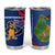 Montserrat Tumbler Cup with Cartoon Bird and Island Map Blue Red Stripe Design - Wonder Print Shop
