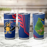 Montserrat Tumbler Cup with Cartoon Bird and Island Map Blue Red Stripe Design - Wonder Print Shop