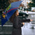 Montserrat Umbrella with Cartoon Bird and Island Map Blue Red Stripe Design - Wonder Print Shop