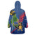 Montserrat Wearable Blanket Hoodie with Cartoon Bird and Island Map Blue Red Stripe Design - Wonder Print Shop