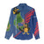 Montserrat Women Casual Shirt with Cartoon Bird and Island Map Blue Red Stripe Design - Wonder Print Shop