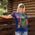 Montserrat Women Polo Shirt with Cartoon Bird and Island Map Blue Red Stripe Design - Wonder Print Shop