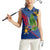 Montserrat Women Sleeveless Polo Shirt with Cartoon Bird and Island Map Blue Red Stripe Design - Wonder Print Shop
