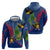 Montserrat Zip Hoodie with Cartoon Bird and Island Map Blue Red Stripe Design - Wonder Print Shop