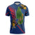 Montserrat Zipper Polo Shirt with Cartoon Bird and Island Map Blue Red Stripe Design - Wonder Print Shop