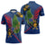 Montserrat Zipper Polo Shirt with Cartoon Bird and Island Map Blue Red Stripe Design - Wonder Print Shop