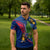 Montserrat Zipper Polo Shirt with Cartoon Bird and Island Map Blue Red Stripe Design - Wonder Print Shop