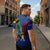 Montserrat Zipper Polo Shirt with Cartoon Bird and Island Map Blue Red Stripe Design - Wonder Print Shop