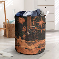 Cronus Lord Of Golden Age Laundry Basket Titan King Cronus Scythe Greek Key Art