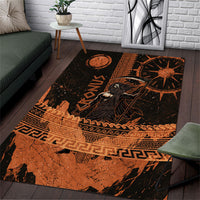 Cronus Lord Of Golden Age Area Rug Titan King Cronus Scythe Greek Key Art