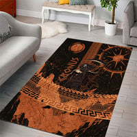 Cronus Lord Of Golden Age Area Rug Titan King Cronus Scythe Greek Key Art