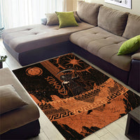 Cronus Lord Of Golden Age Area Rug Titan King Cronus Scythe Greek Key Art