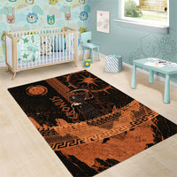 Cronus Lord Of Golden Age Area Rug Titan King Cronus Scythe Greek Key Art