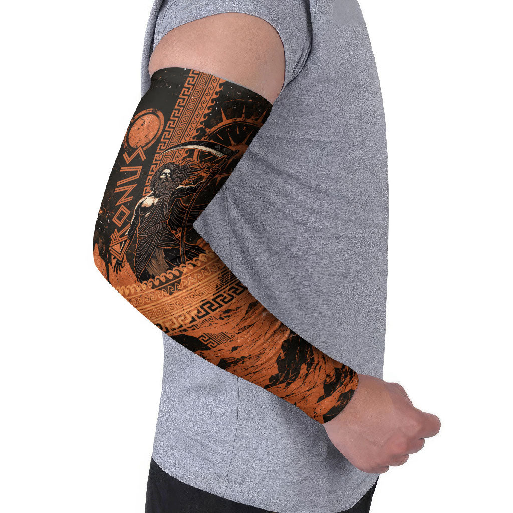Cronus Lord Of Golden Age Arm Sleeves Titan King Cronus Scythe Greek Key Art