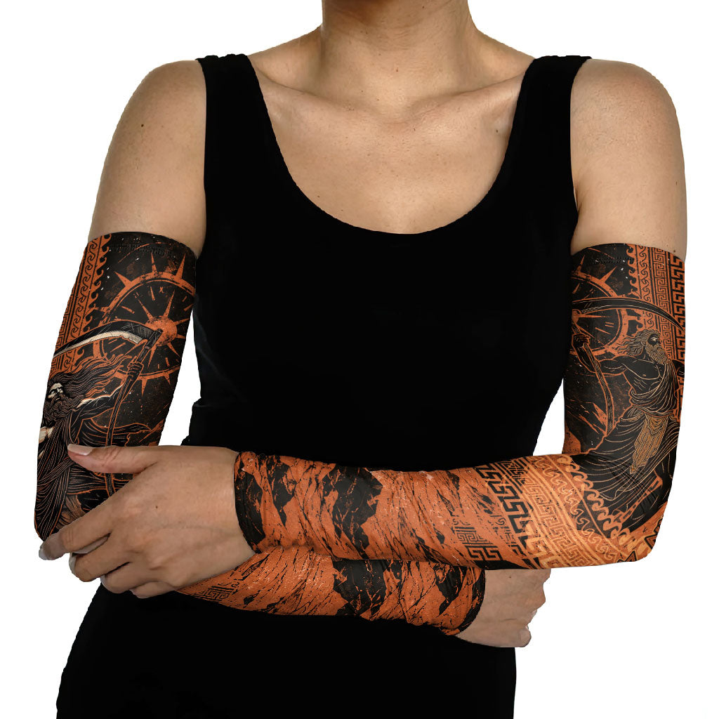 Cronus Lord Of Golden Age Arm Sleeves Titan King Cronus Scythe Greek Key Art