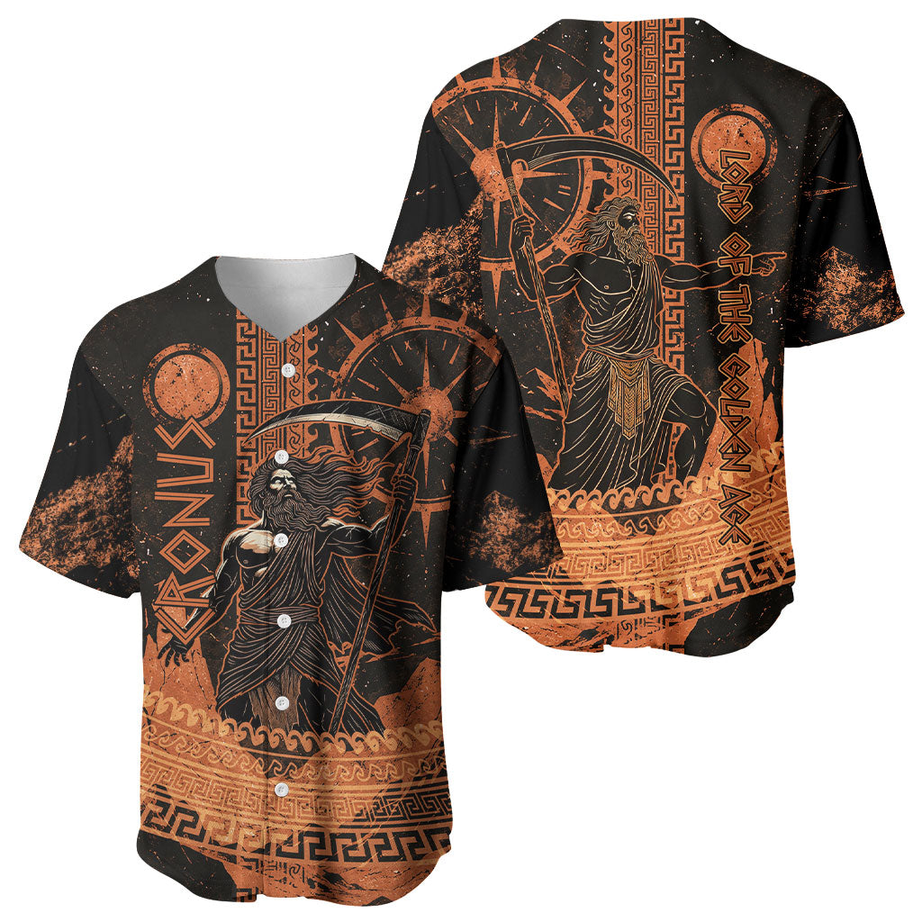 Cronus Lord Of Golden Age Baseball Jersey Titan King Cronus Scythe Greek Key Art