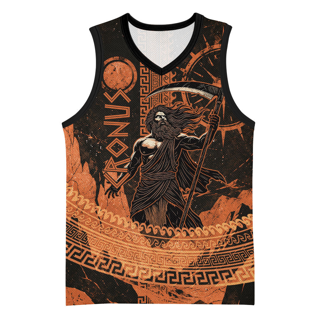 Cronus Lord Of Golden Age Basketball Jersey Titan King Cronus Scythe Greek Key Art