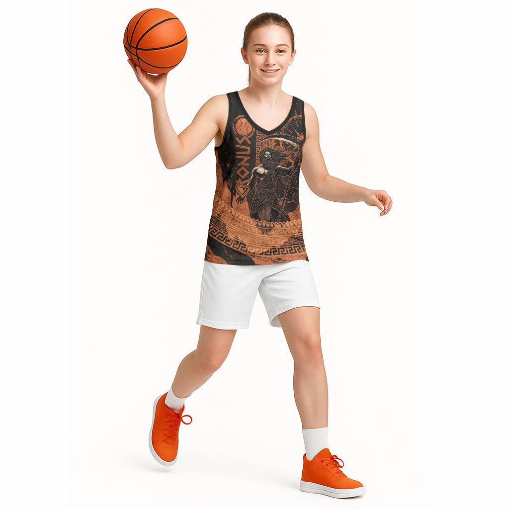 Cronus Lord Of Golden Age Basketball Jersey Titan King Cronus Scythe Greek Key Art