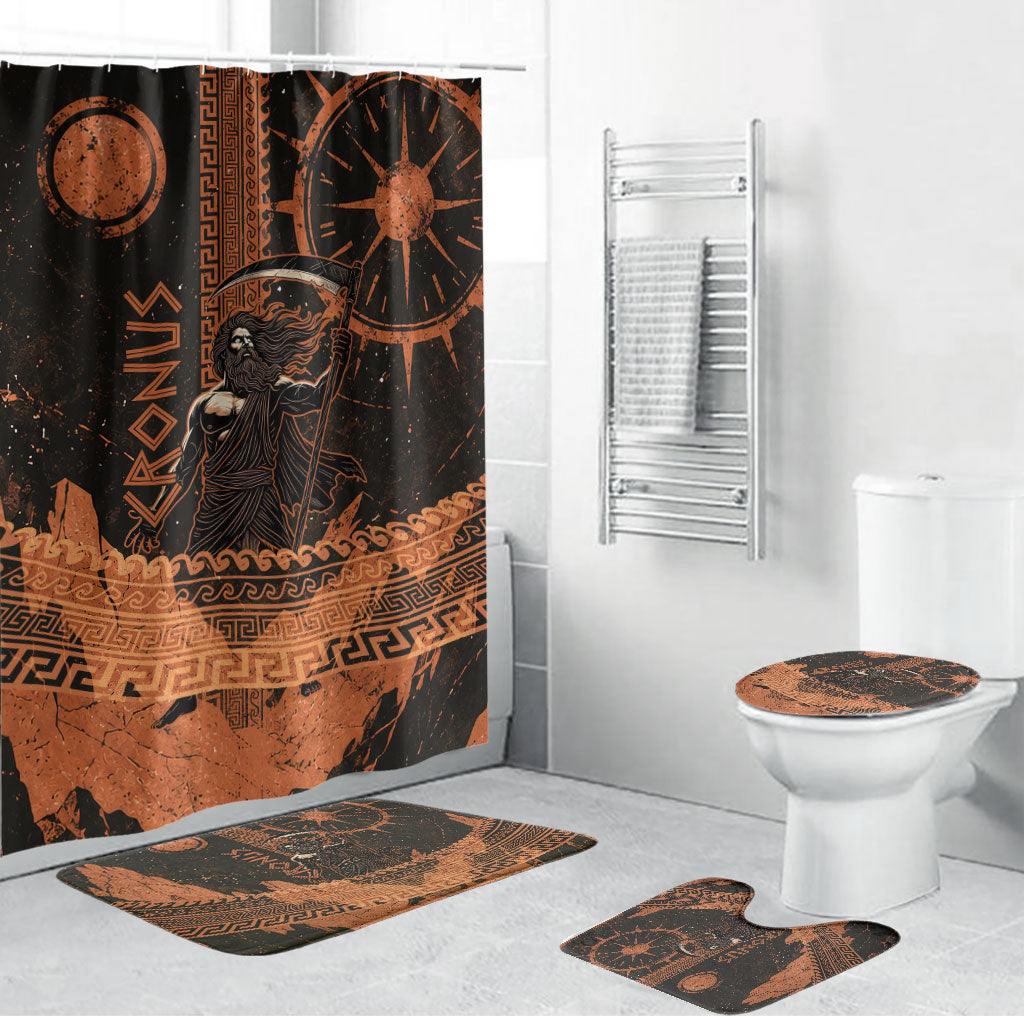 Cronus Lord Of Golden Age Bathroom Set Titan King Cronus Scythe Greek Key Art