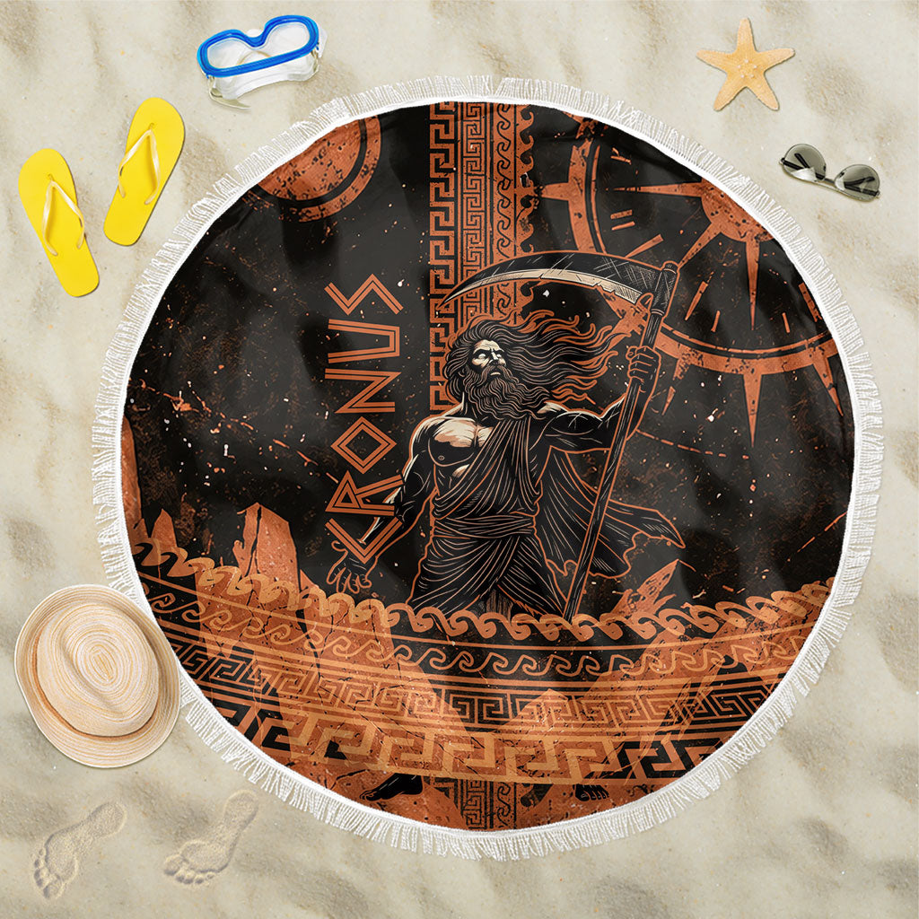 Cronus Lord Of Golden Age Beach Blanket Titan King Cronus Scythe Greek Key Art