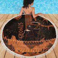 Cronus Lord Of Golden Age Beach Blanket Titan King Cronus Scythe Greek Key Art
