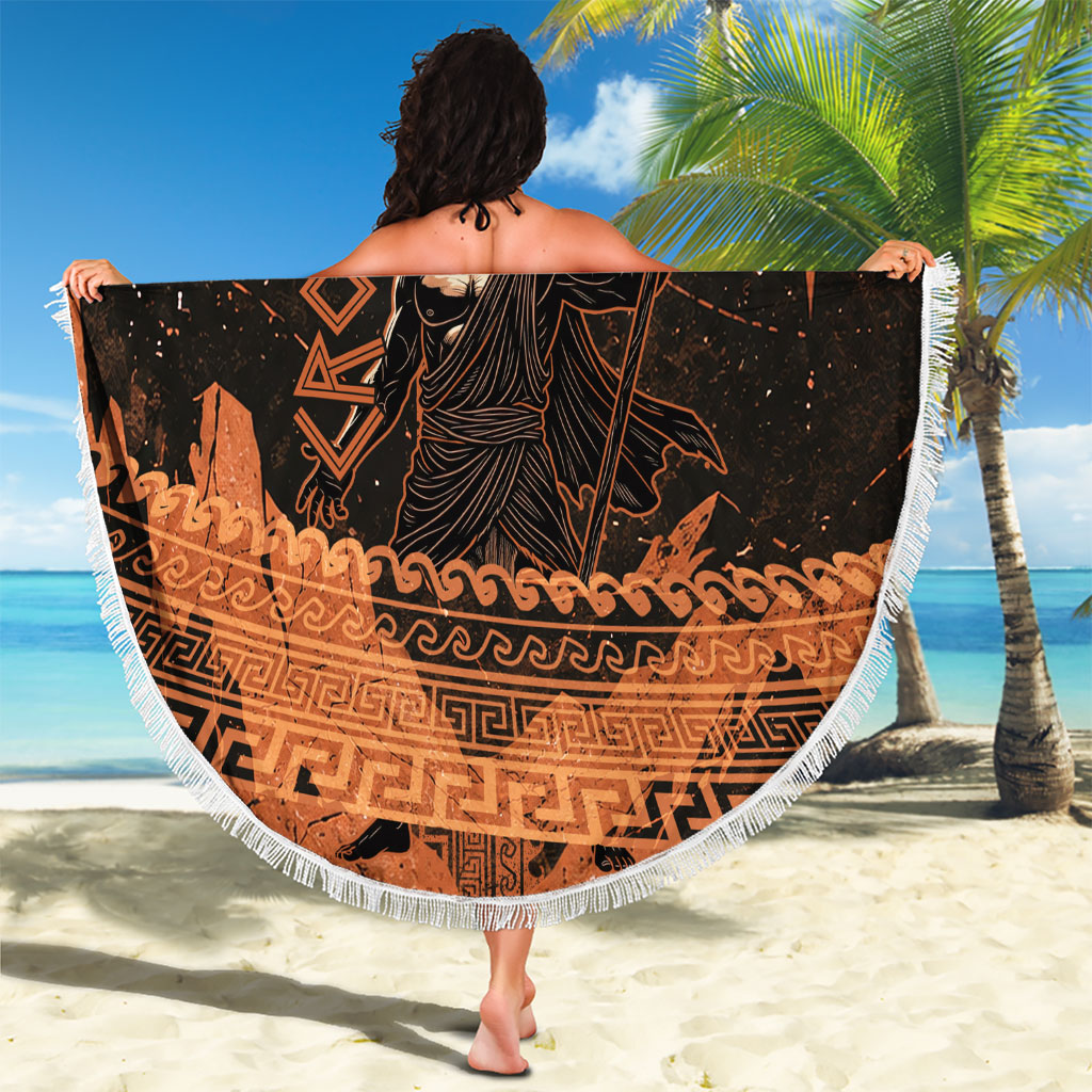 Cronus Lord Of Golden Age Beach Blanket Titan King Cronus Scythe Greek Key Art