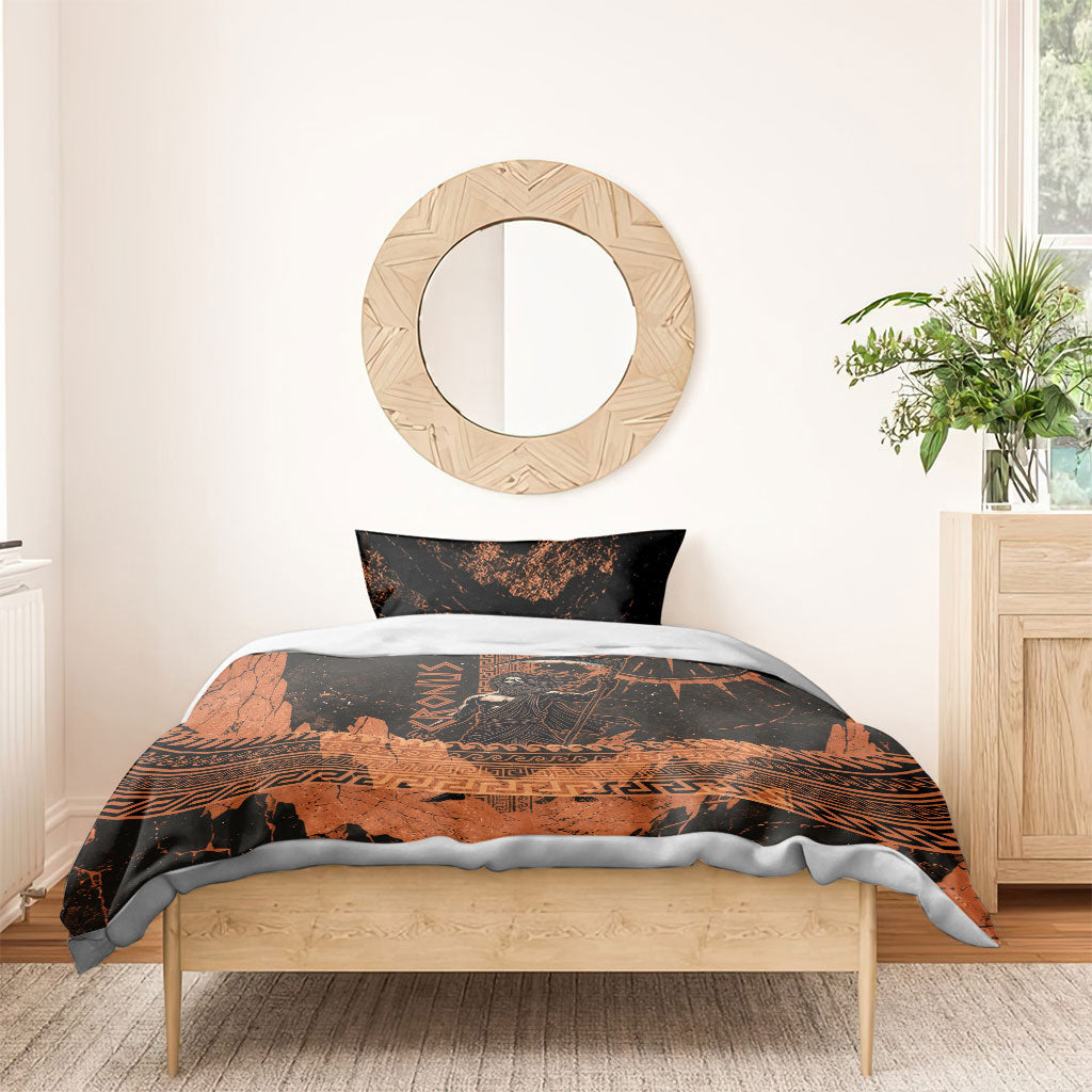 Cronus Lord Of Golden Age Bedding Set Titan King Cronus Scythe Greek Key Art