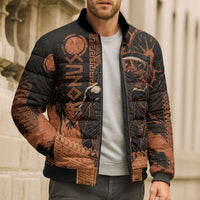 Cronus Lord Of Golden Age Bomber Puffer Jacket Titan King Cronus Scythe Greek Key Art