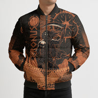 Cronus Lord Of Golden Age Bomber Puffer Jacket Titan King Cronus Scythe Greek Key Art