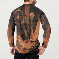 Cronus Lord Of Golden Age Button Sweatshirt Titan King Cronus Scythe Greek Key Art