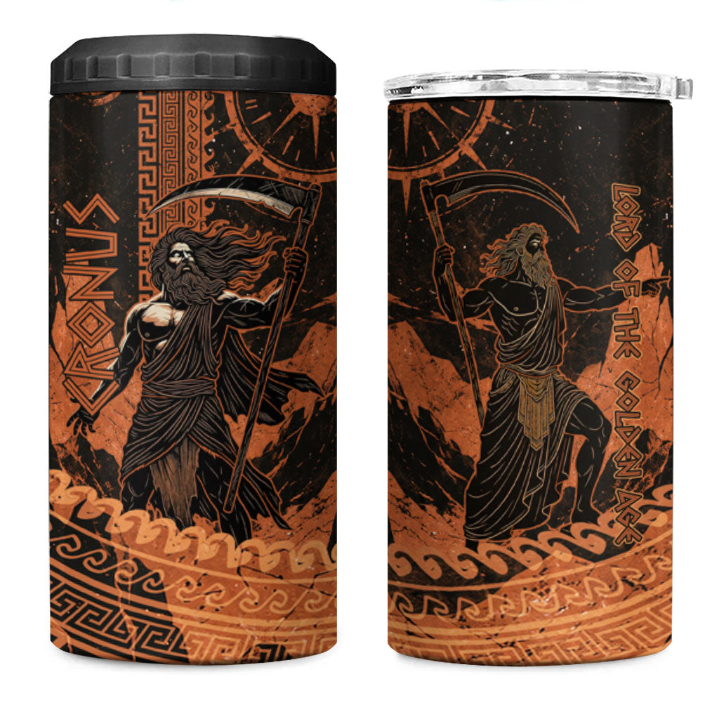 Cronus Lord Of Golden Age 4 in 1 Can Cooler Tumbler Titan King Cronus Scythe Greek Key Art