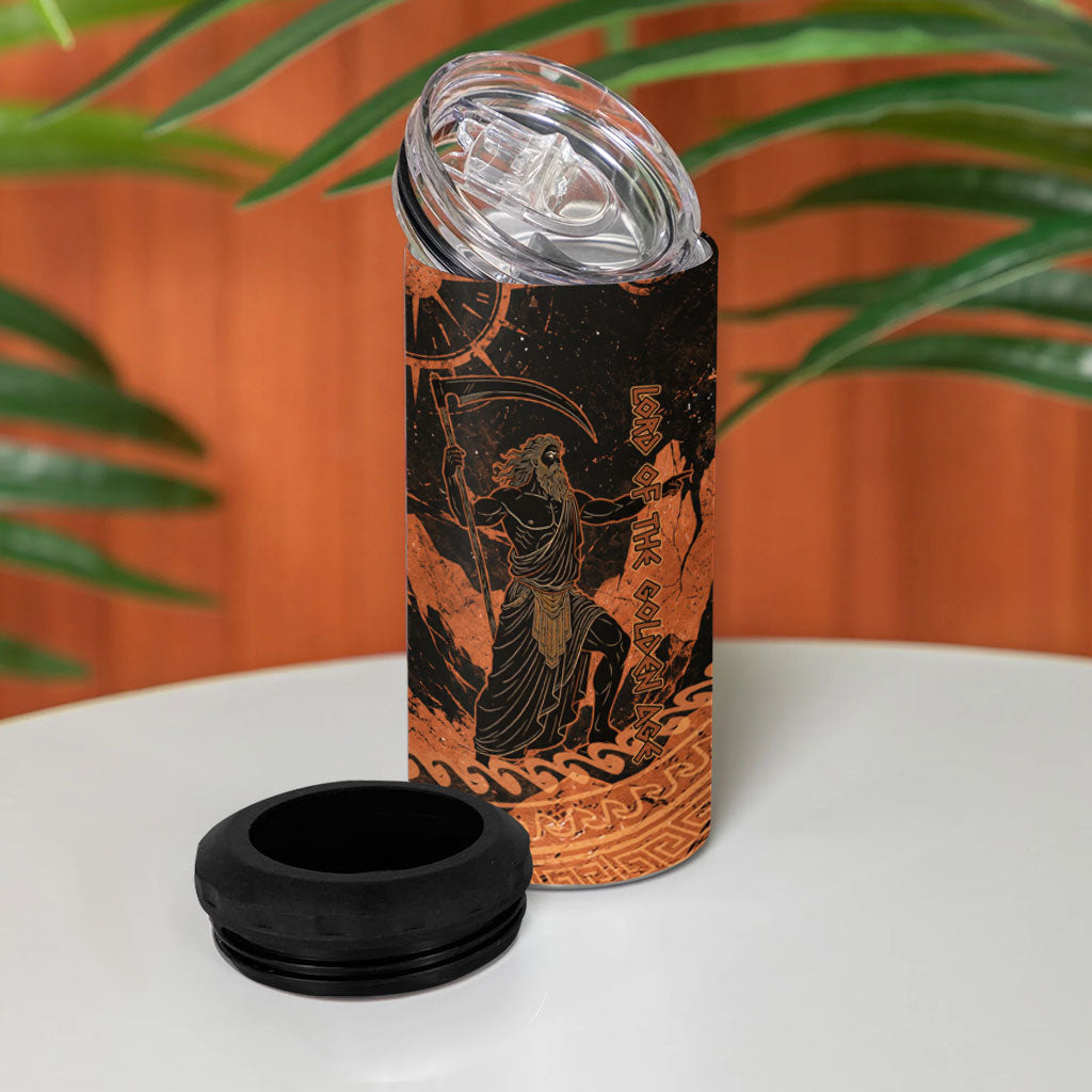 Cronus Lord Of Golden Age 4 in 1 Can Cooler Tumbler Titan King Cronus Scythe Greek Key Art