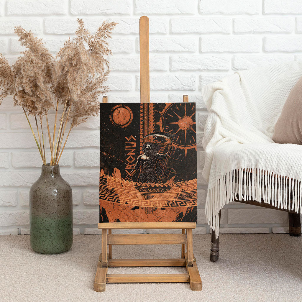Cronus Lord Of Golden Age Canvas Wall Art Titan King Cronus Scythe Greek Key Art