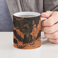 Cronus Lord Of Golden Age Ceramic Mug Titan King Cronus Scythe Greek Key Art