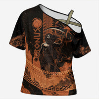 Cronus Lord Of Golden Age Cross Shoulder Shirt Titan King Cronus Scythe Greek Key Art
