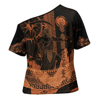 Cronus Lord Of Golden Age Cross Shoulder Shirt Titan King Cronus Scythe Greek Key Art