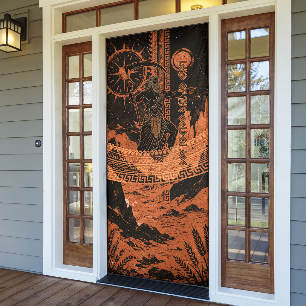 Cronus Lord Of Golden Age Door Cover Titan King Cronus Scythe Greek Key Art
