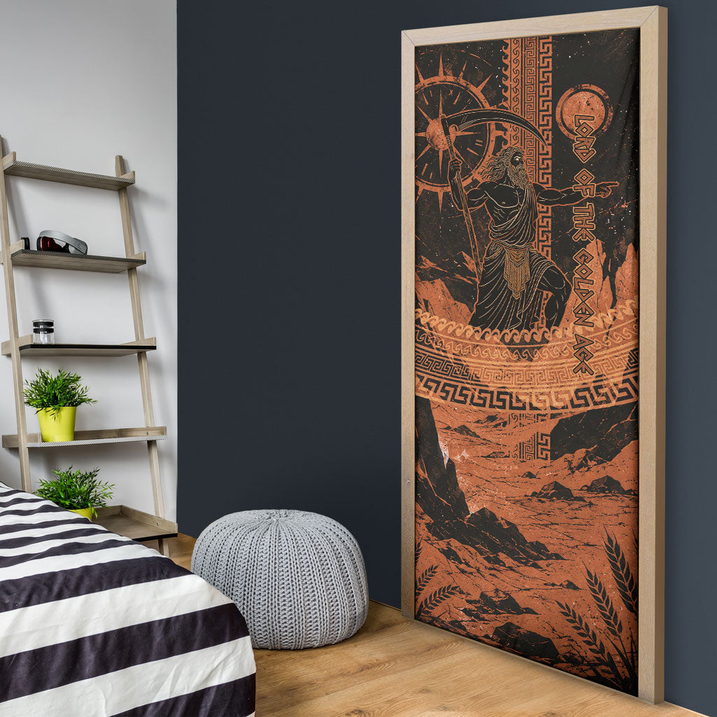 Cronus Lord Of Golden Age Door Cover Titan King Cronus Scythe Greek Key Art