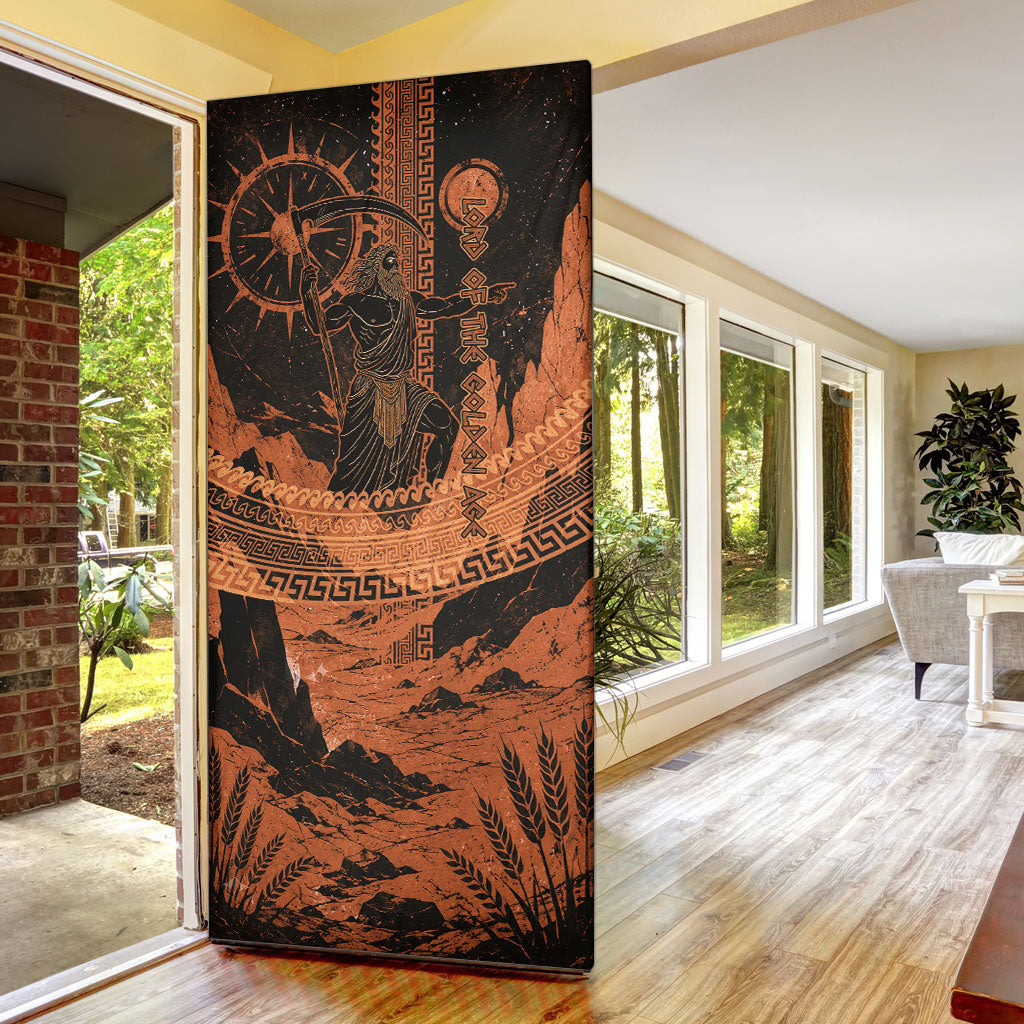 Cronus Lord Of Golden Age Door Cover Titan King Cronus Scythe Greek Key Art