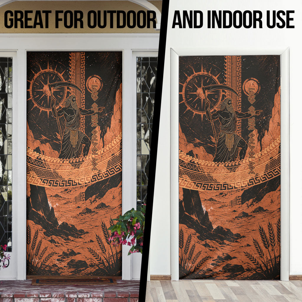 Cronus Lord Of Golden Age Door Cover Titan King Cronus Scythe Greek Key Art