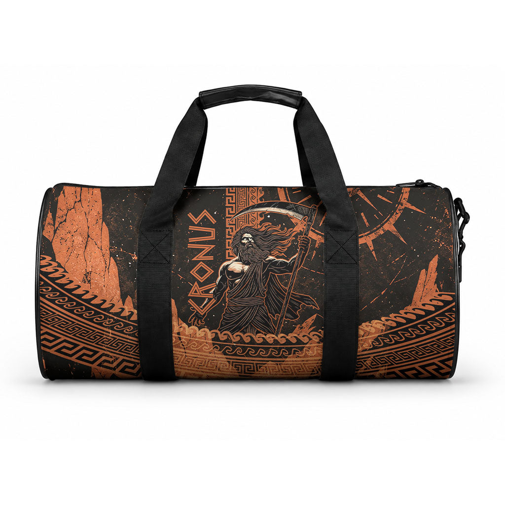 Cronus Lord Of Golden Age Duffle Bag Titan King Cronus Scythe Greek Key Art