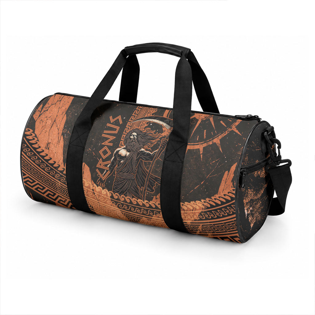 Cronus Lord Of Golden Age Duffle Bag Titan King Cronus Scythe Greek Key Art