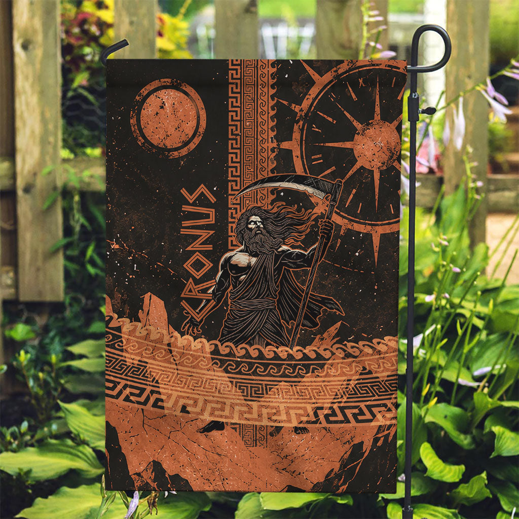Cronus Lord Of Golden Age Garden Flag Titan King Cronus Scythe Greek Key Art