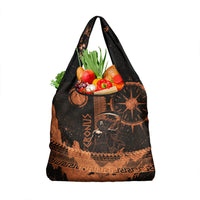 Cronus Lord Of Golden Age Grocery Bag Titan King Cronus Scythe Greek Key Art
