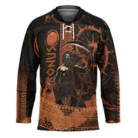 Cronus Lord Of Golden Age Hockey Jersey Titan King Cronus Scythe Greek Key Art
