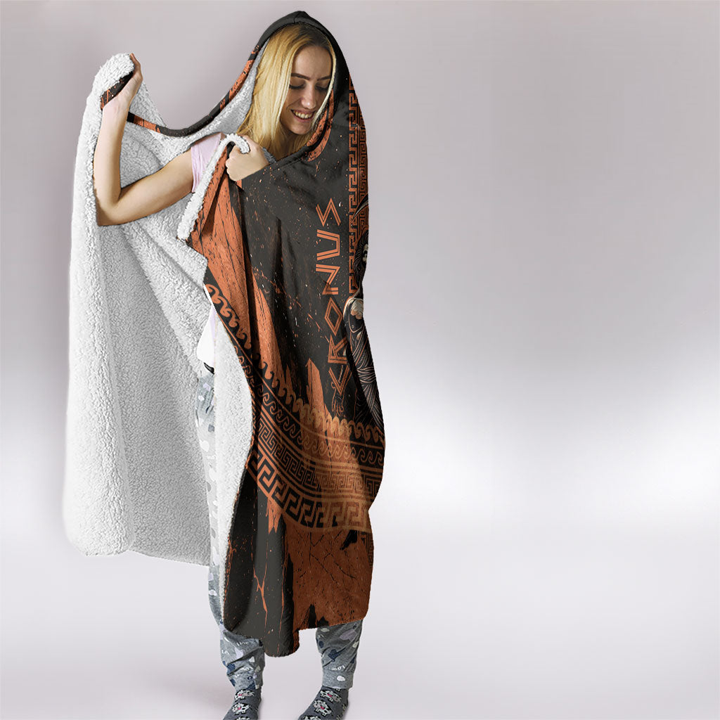 Cronus Lord Of Golden Age Hooded Blanket Titan King Cronus Scythe Greek Key Art