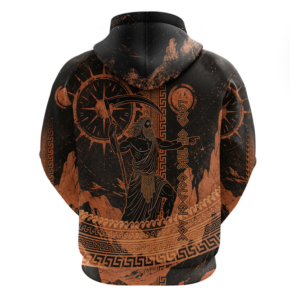 Cronus Lord Of Golden Age Hoodie Titan King Cronus Scythe Greek Key Art
