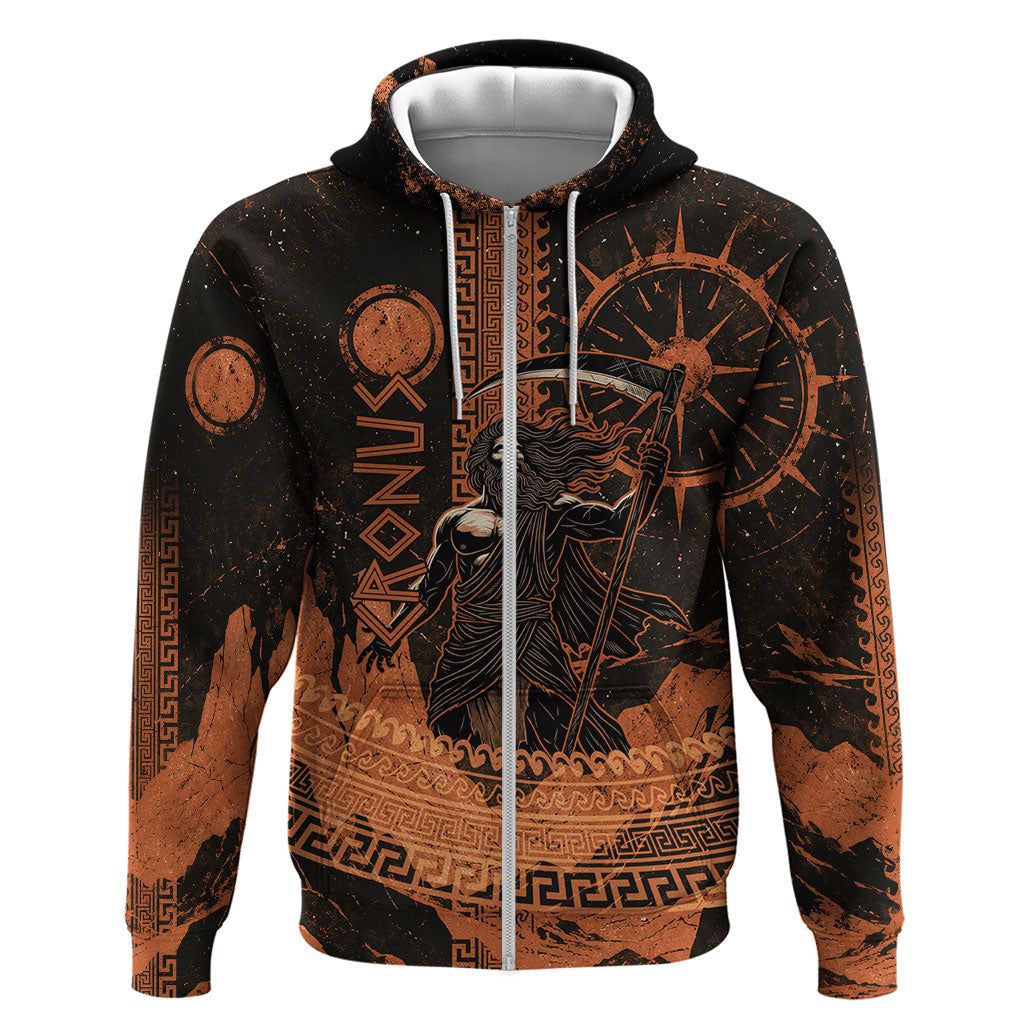 Cronus Lord Of Golden Age Hoodie Titan King Cronus Scythe Greek Key Art